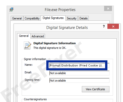 Screenshot of the Prompt Distribution (Fried Cookie Ltd.) certificate